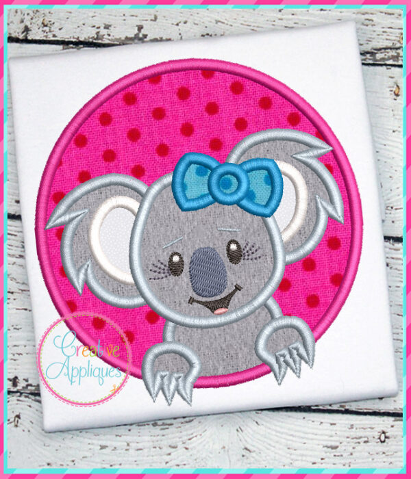 Girl Koala Circle Applique