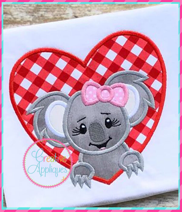 Girl Koala Heart Applique