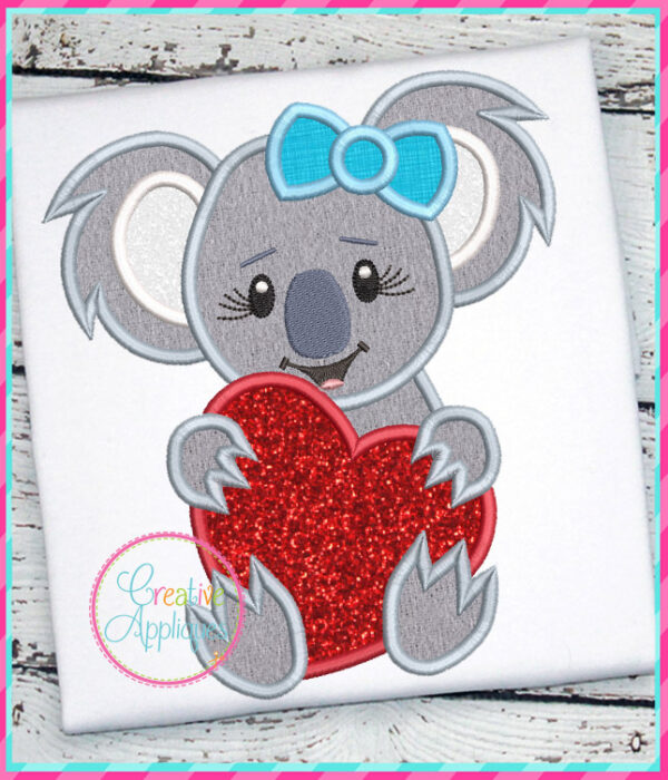 Girl Koala Heart Applique