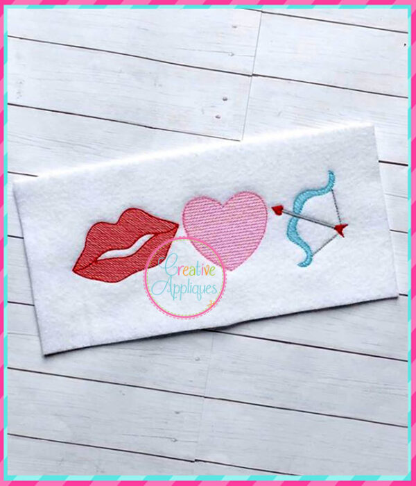 Sketch Stitch Lips Heart Bow and Arrow Embroidery - Image 2