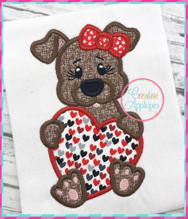 Girl Dog Heart Applique