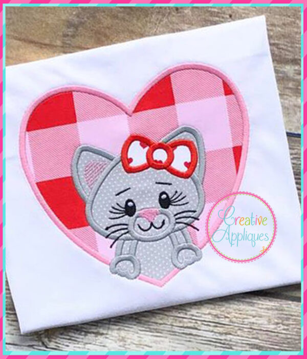 Girl Cat Heart Applique - Image 3