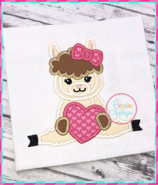 Girl Llama Heart Applique