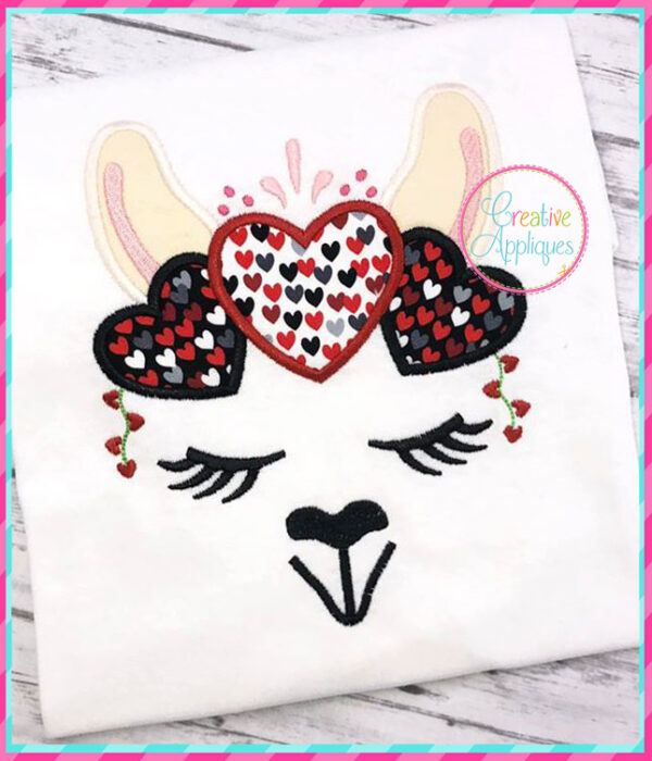 Llama Hearts Crown Applique