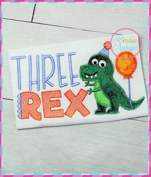 Zigzag Stitch Three Rex Applique - Image 6