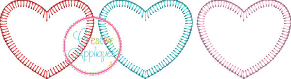 Blanket Stitch Heart Trio Applique - Image 2