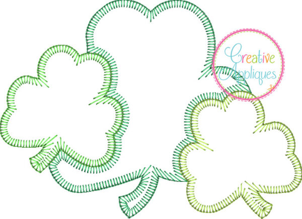 Blanket Stitch Clover Trio Applique - Image 2