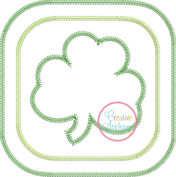 Zigzag Stitch Shamrock Square Applique - Image 3