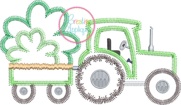 Zigzag Stitch Shamrock Tractor Applique - Image 2