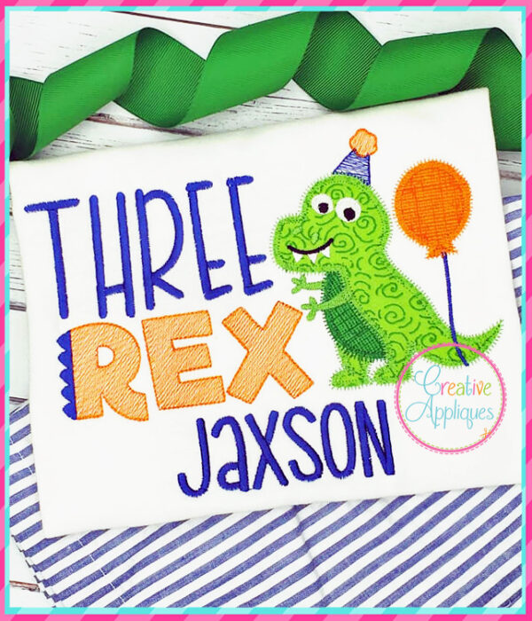 Zigzag Stitch Three Rex Applique