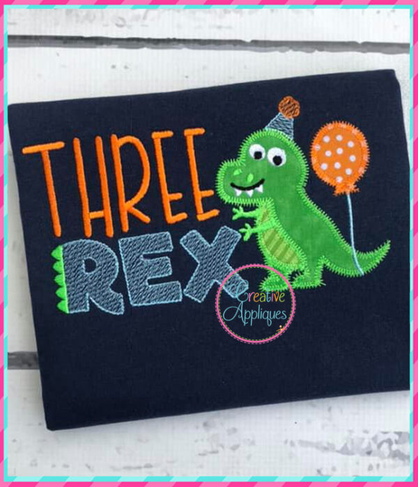 Zigzag Stitch Three Rex Applique - Image 5