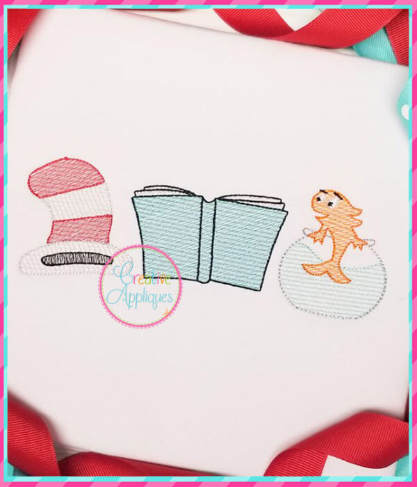 Sketch Stitch Hat Book Fish Embroidery - Image 5