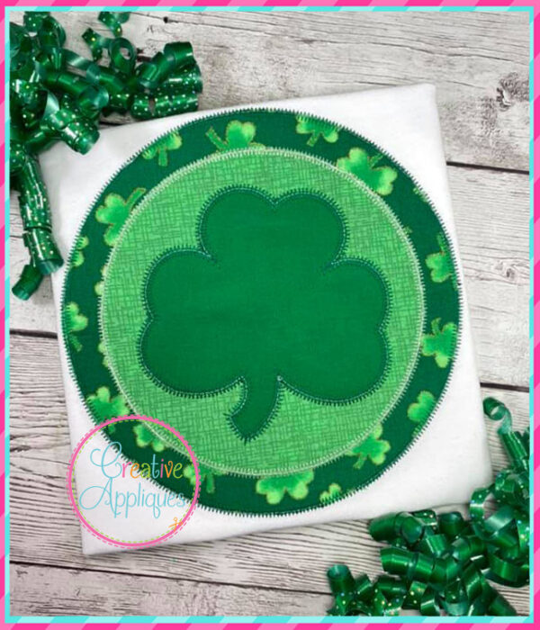 Zigzag Stitch Shamrock Circle Applique - Image 2