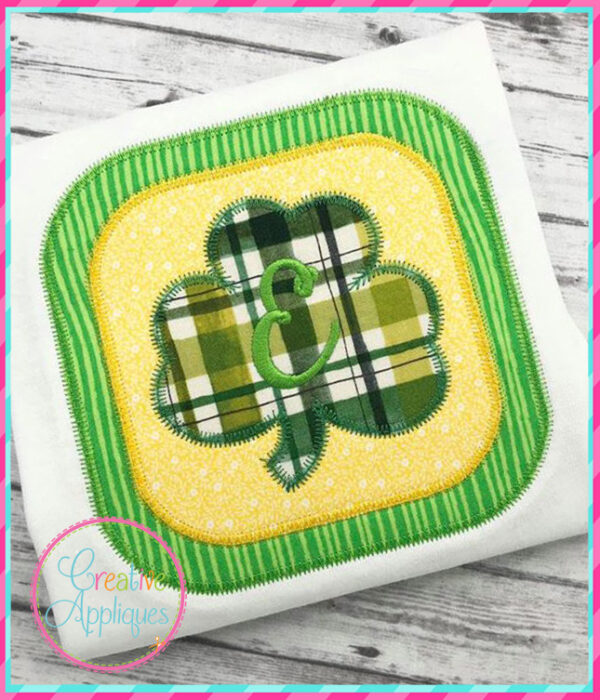 Zigzag Stitch Shamrock Square Applique