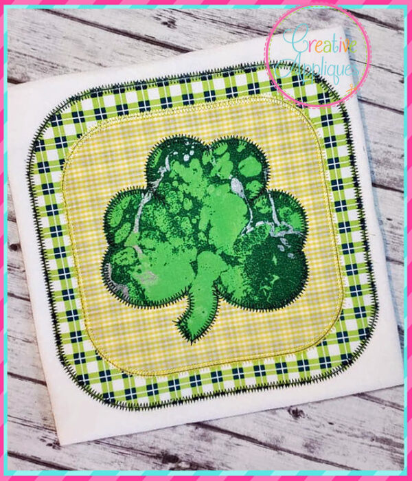 Zigzag Stitch Shamrock Square Applique - Image 2