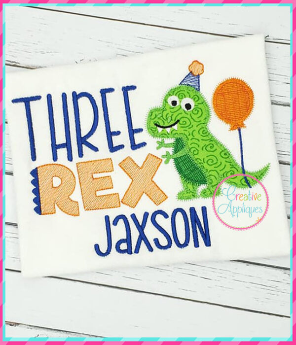 Zigzag Stitch Three Rex Applique - Image 8