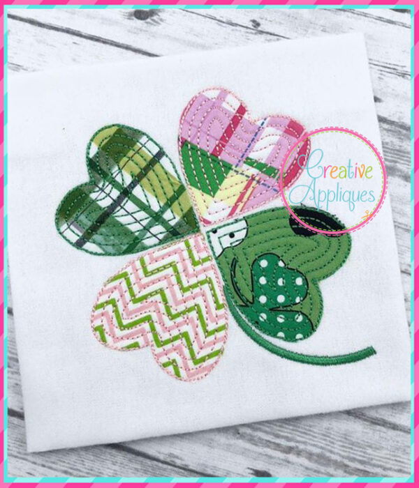 Raggy 4 Leaf Shamrock Applique