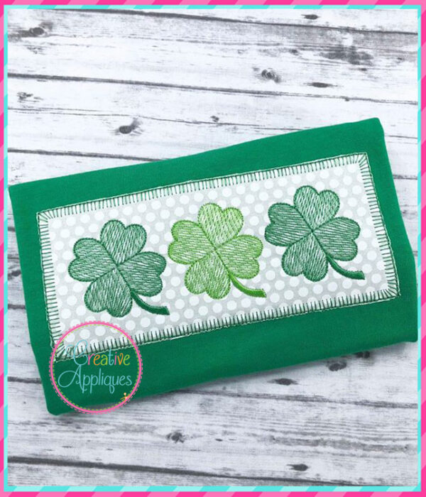 Sketch Stitch 4 Leaf Clover Trio Applique