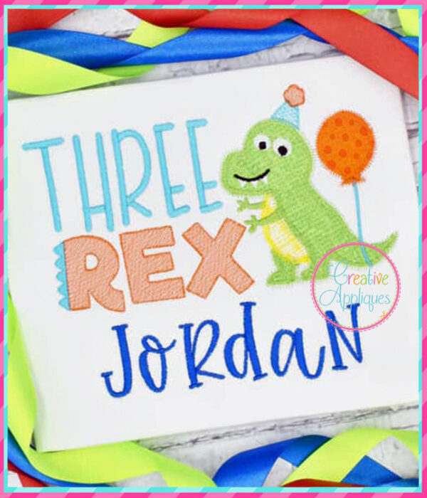 Zigzag Stitch Three Rex Applique - Image 3