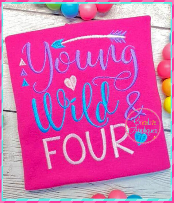 Girl Young Wild and Birthday Embroidery Design Set - Image 5