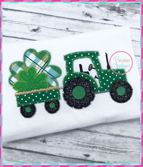 Zigzag Stitch Shamrock Tractor Applique - Image 4