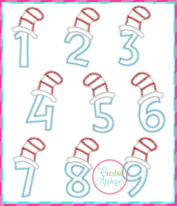 Zigzag Stitch Crazy Hat Numbers Applique - Image 3