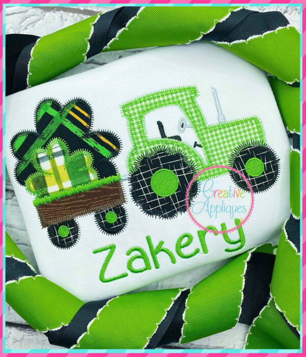 Zigzag Stitch Shamrock Tractor Applique