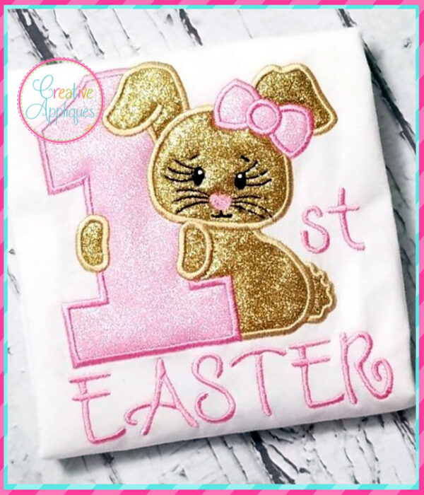 1st Easter Rabbit Girl Applique - Image 3