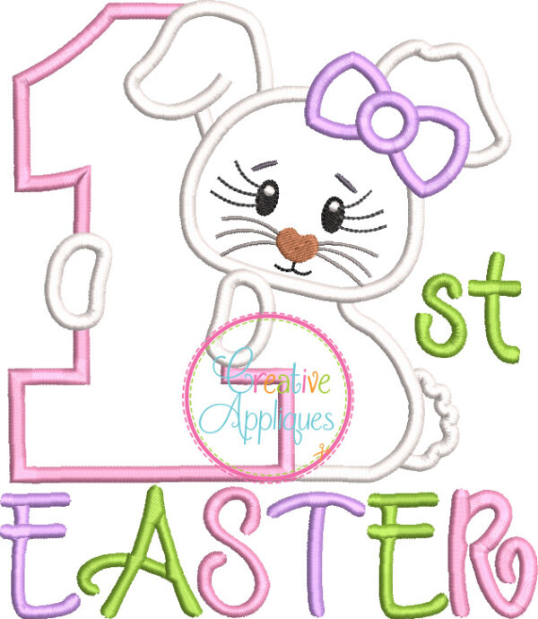 1st Easter Rabbit Girl Applique - Image 2