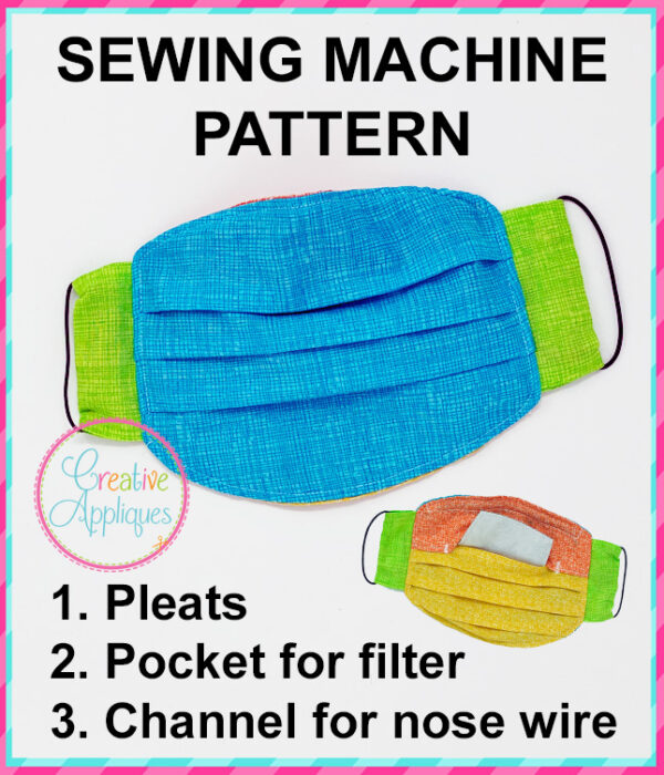 SEWING MACHINE PATTERN Face Mask Pleated Pocket - Image 2