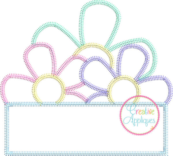 Zigzag Stitch 3 Flower Frame Applique - Image 2