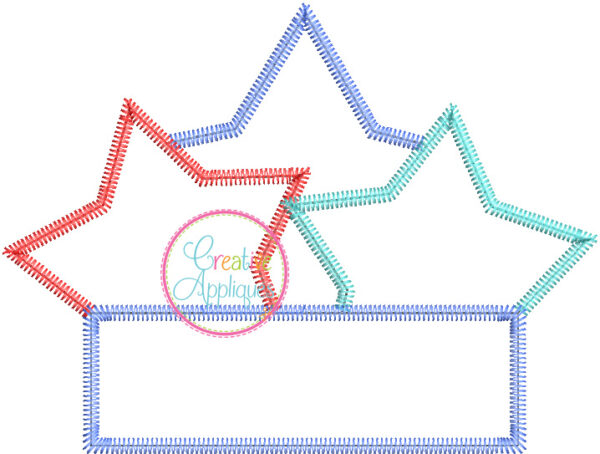 Zigzag Stitch 3 Stars Frame Applique - Image 2