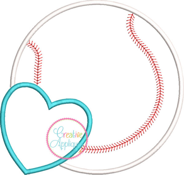 Baseball Heart Applique Design - Image 2