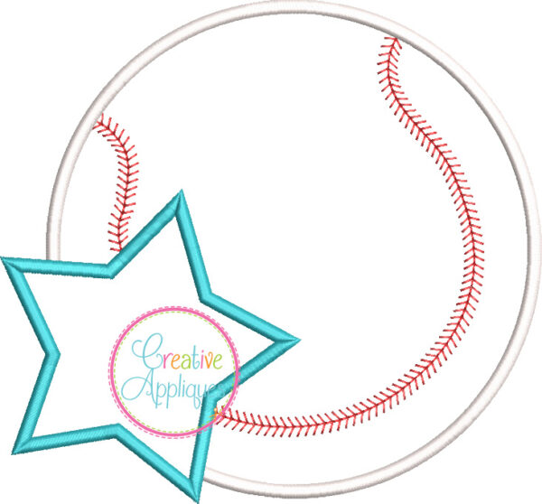 Baseball Star Applique Design - Image 2