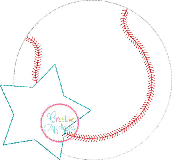 Bean Stitch Baseball Star Applique design - Image 2