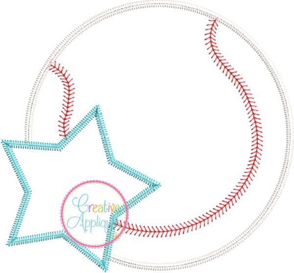 Zigzag Stitch Baseball Star Applique Design - Image 2