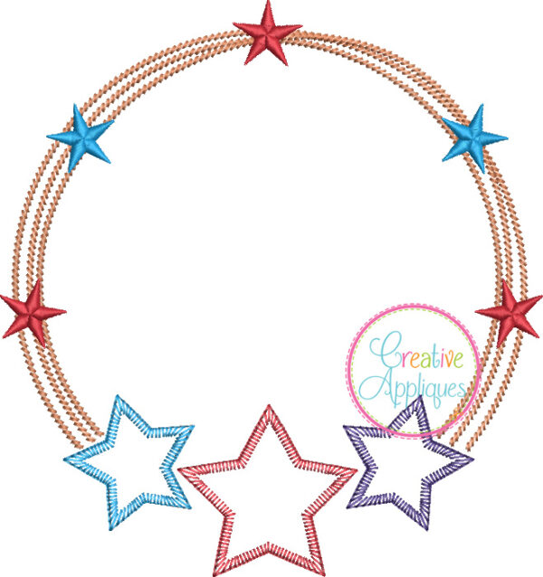 Bean Stitch Scribble Stars Frame Applique - Image 2