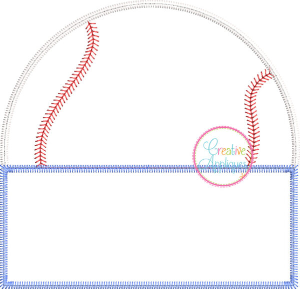 Zigzag Stitch Baseball Frame Applique - Image 2