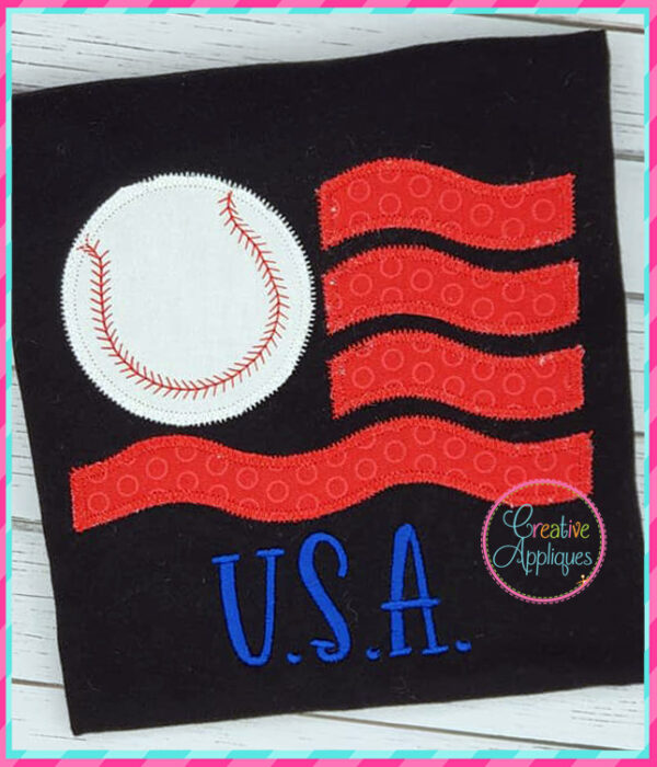 Zigzag Stitch Baseball Flag Applique