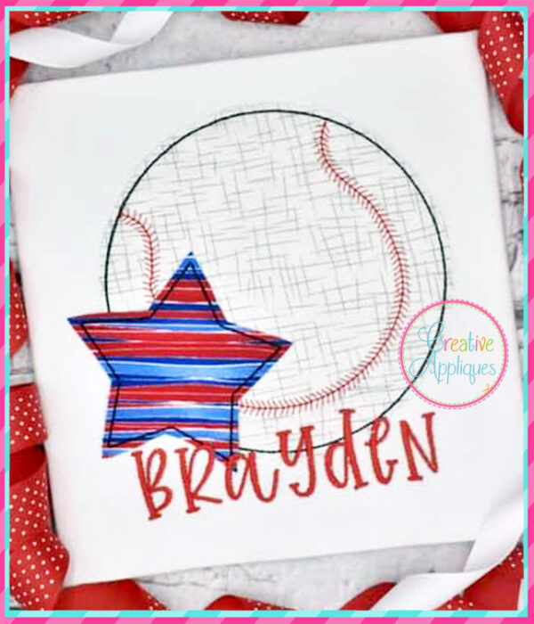 Bean Stitch Baseball Star Applique design