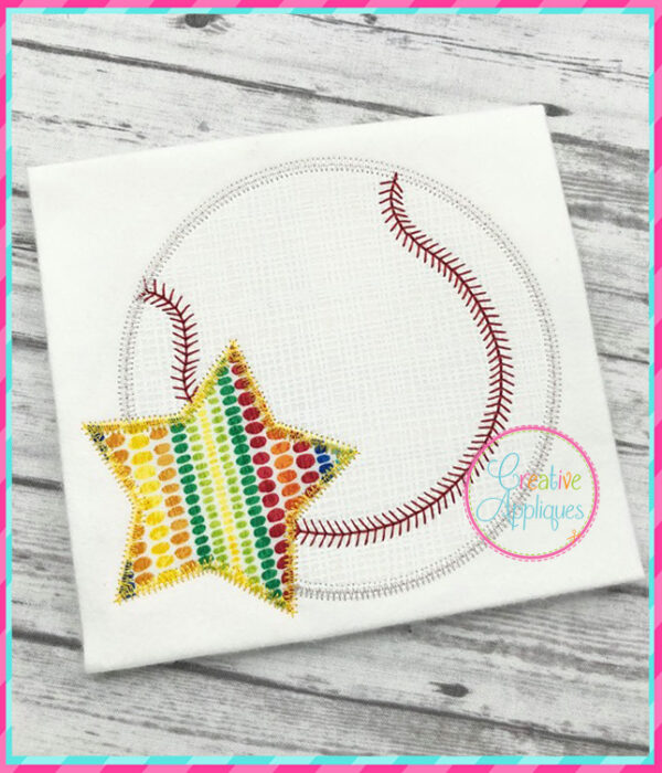 Zigzag Stitch Baseball Star Applique Design