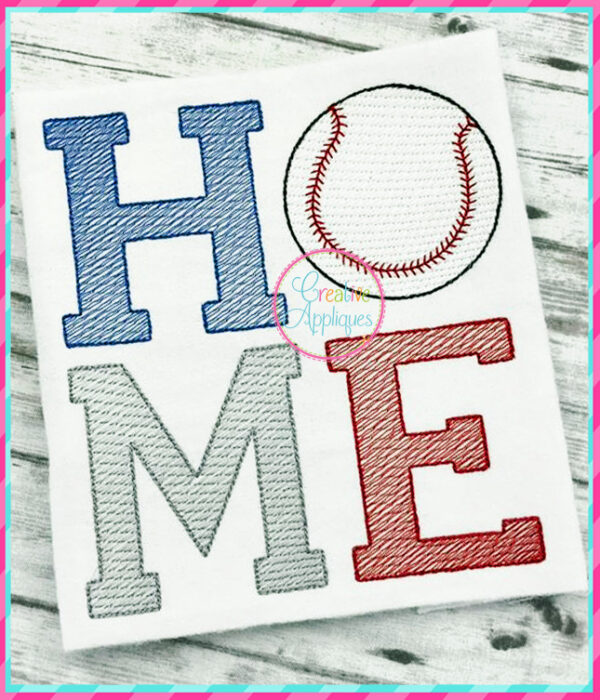 Sketch Stitch Home Baseball Embroidery