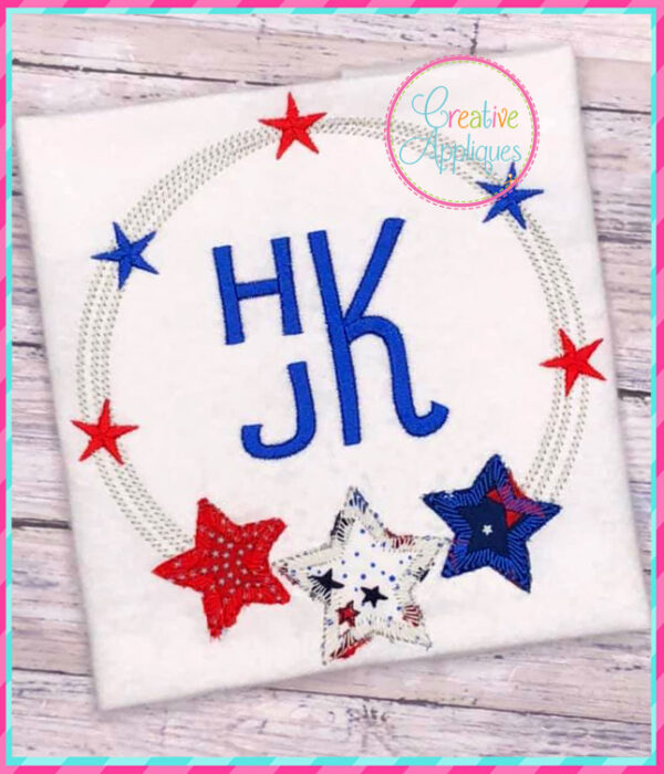 Blanket Stitch Scribble Stars Frame Applique