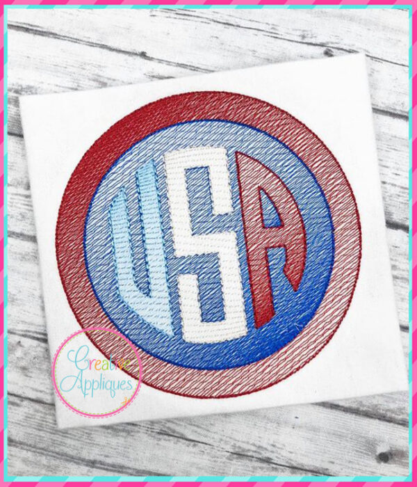 USA Circle Sketch Stitch Embroidery