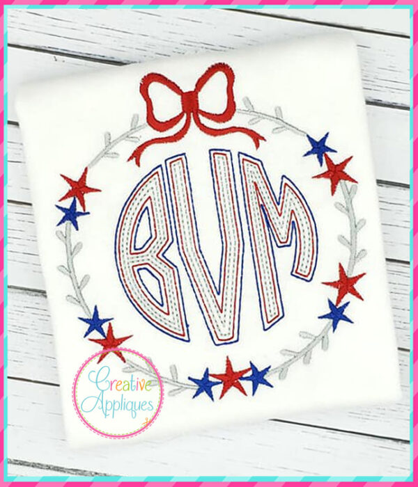 Stars Wreath Bow Frame Embroidery