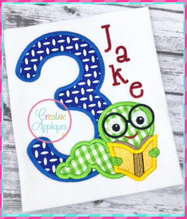 Bookworm 3 Applique