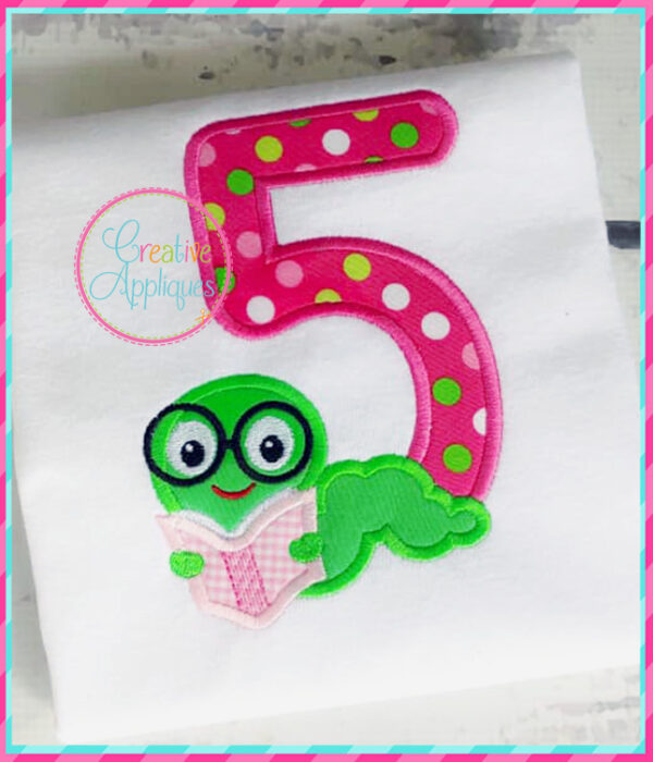 Bookworm 5 Applique