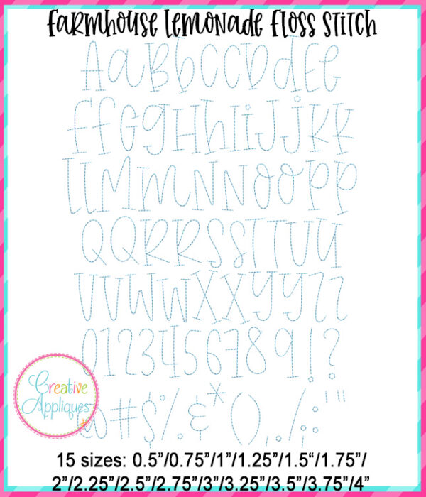 Farmhouse Lemonade Floss Embroidery Font - Image 7