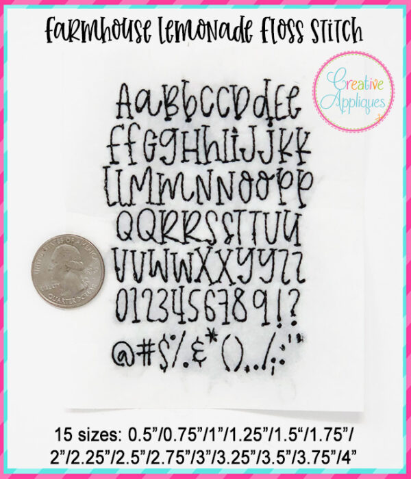 Farmhouse Lemonade Floss Embroidery Font - Image 4