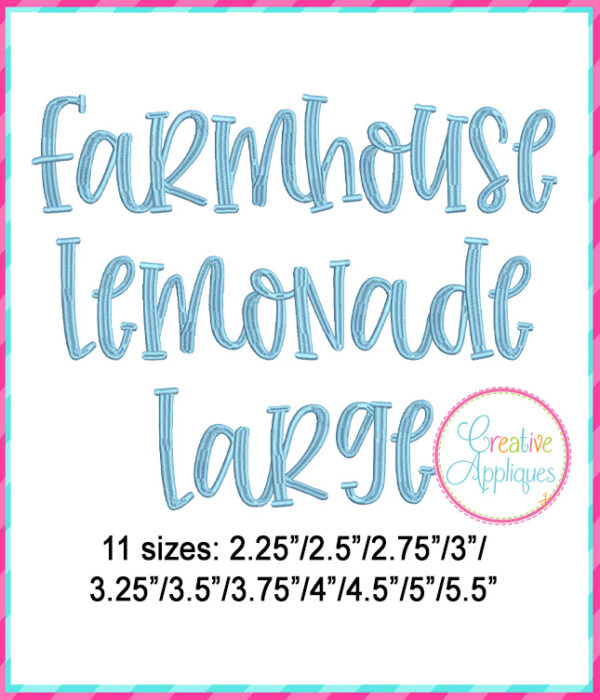 Farmhouse Lemonade Embroidery Font LARGE